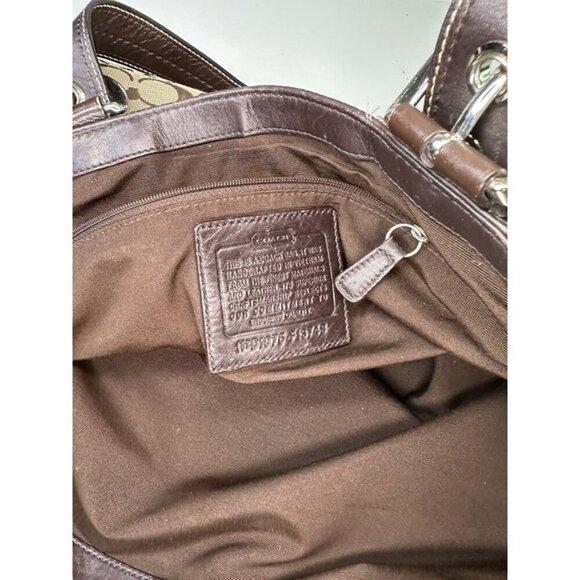 For Repair - Coach Purse Canvas Brown Large Shoulderbag H1075-F13743 - Picture 11 of 12